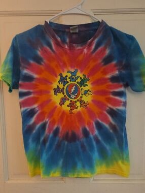 Gratefuil dead Tie-Dye Kids Short Sleeve Tee - Blue, Red, Yellow, Green